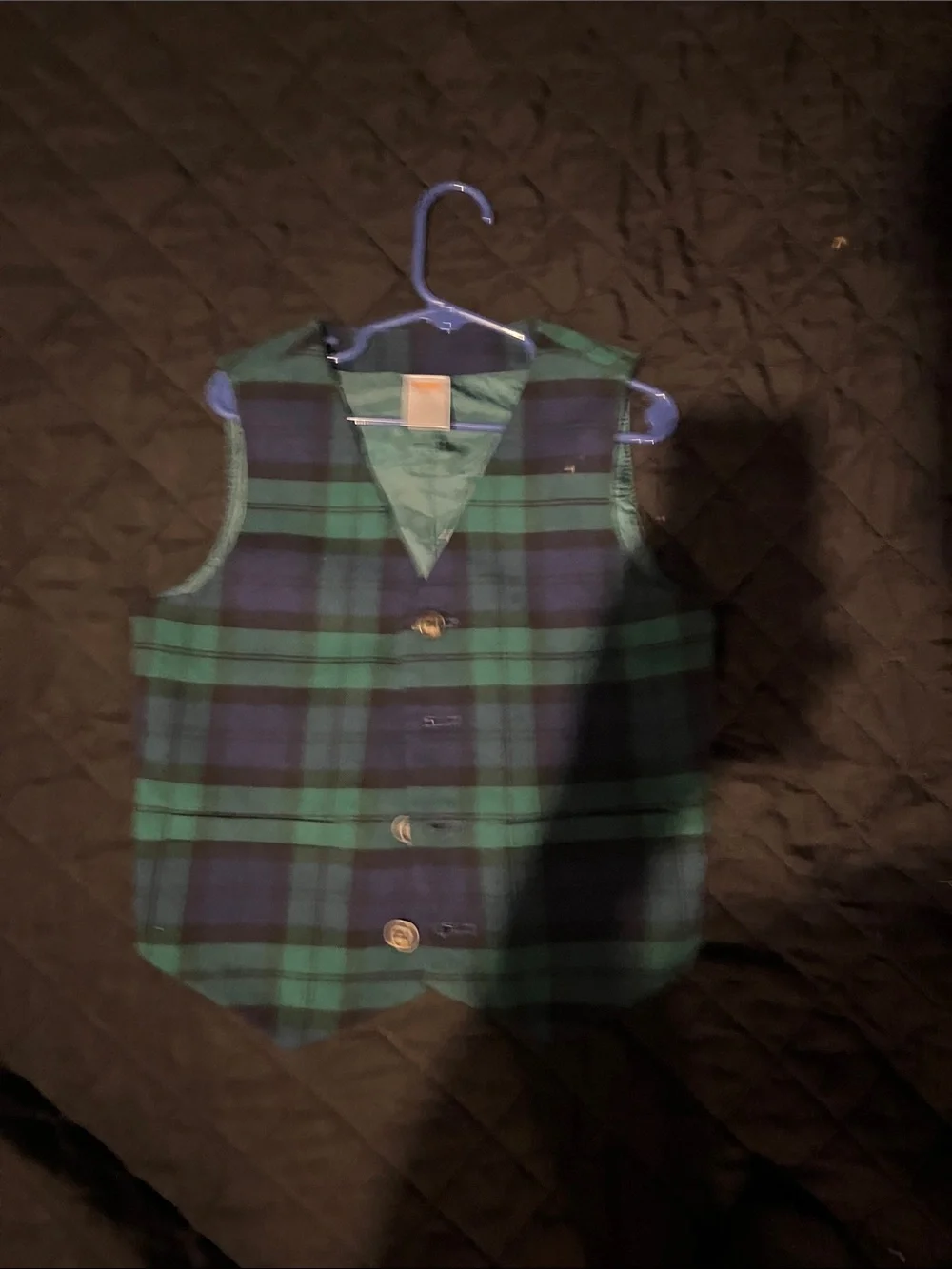 Gymboree Green & Navy Plaid Dress Vest